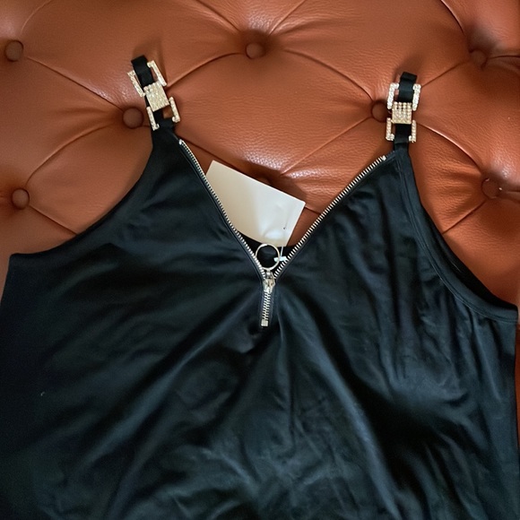 Etcyy New black mini dress with rhinestones New XL - Picture 5 of 12